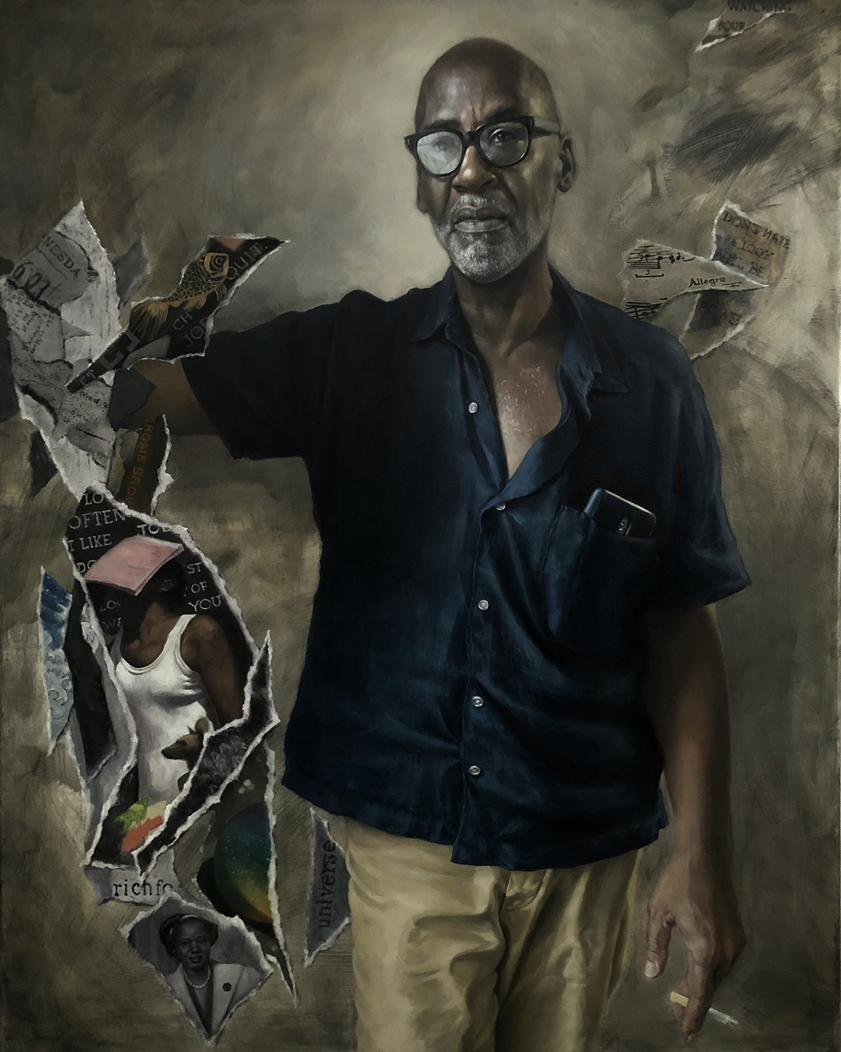 portrait painting of a man standing, looking at the viewer